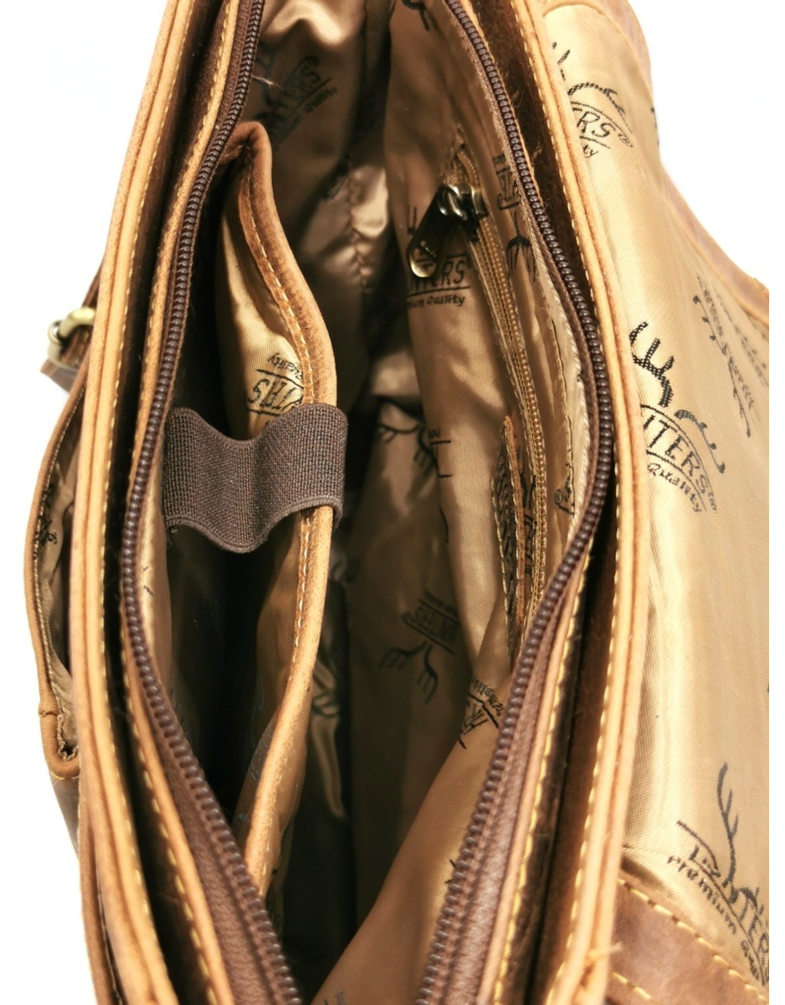 Hunters Leren Schoudertassen Leren crossbody tassen - Hunters Jagerstas met holster omslag Vintagelook Buffelleer