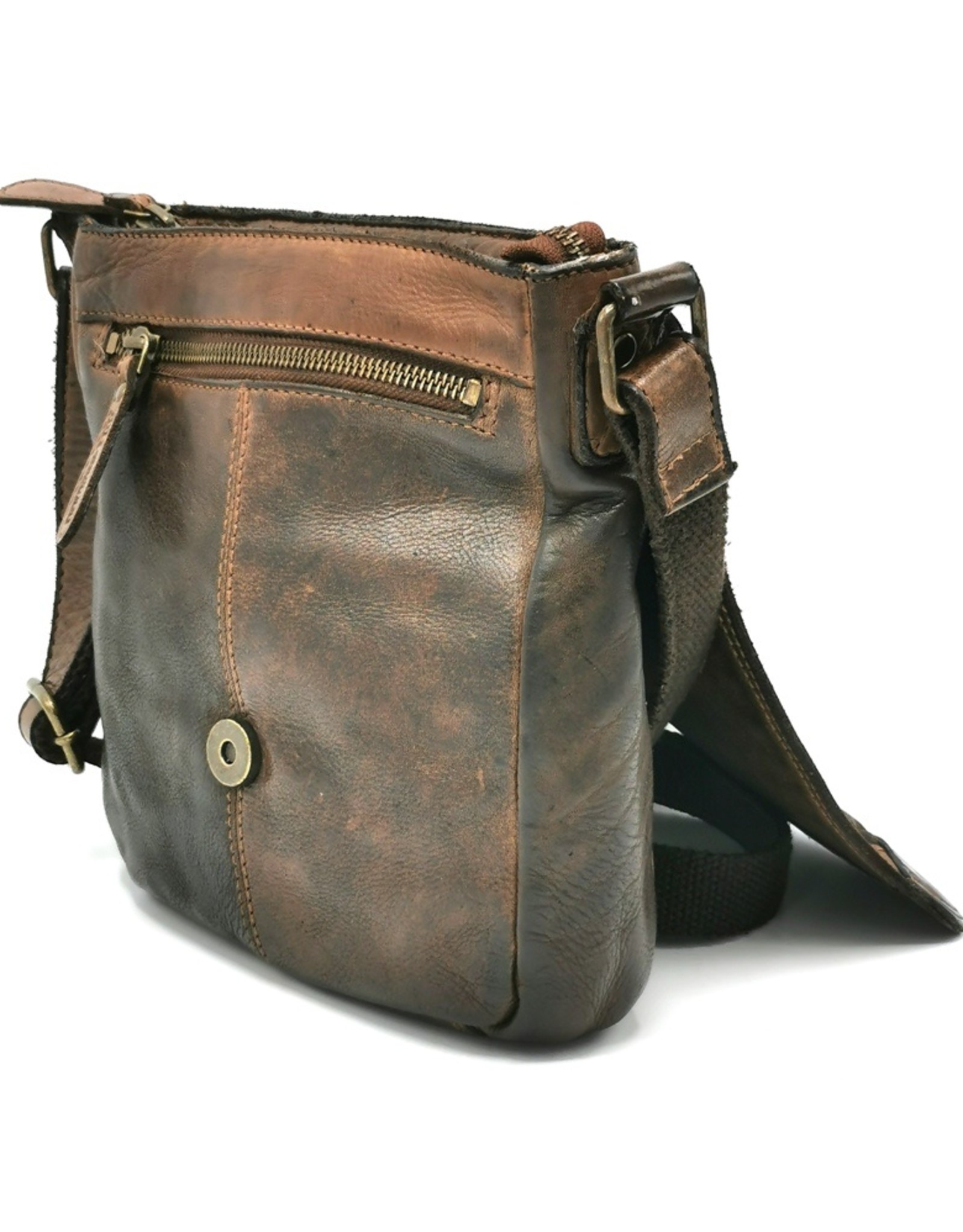 HillBurry Leather bags - HillBurry leather shoulder bag with cover - Washed leather