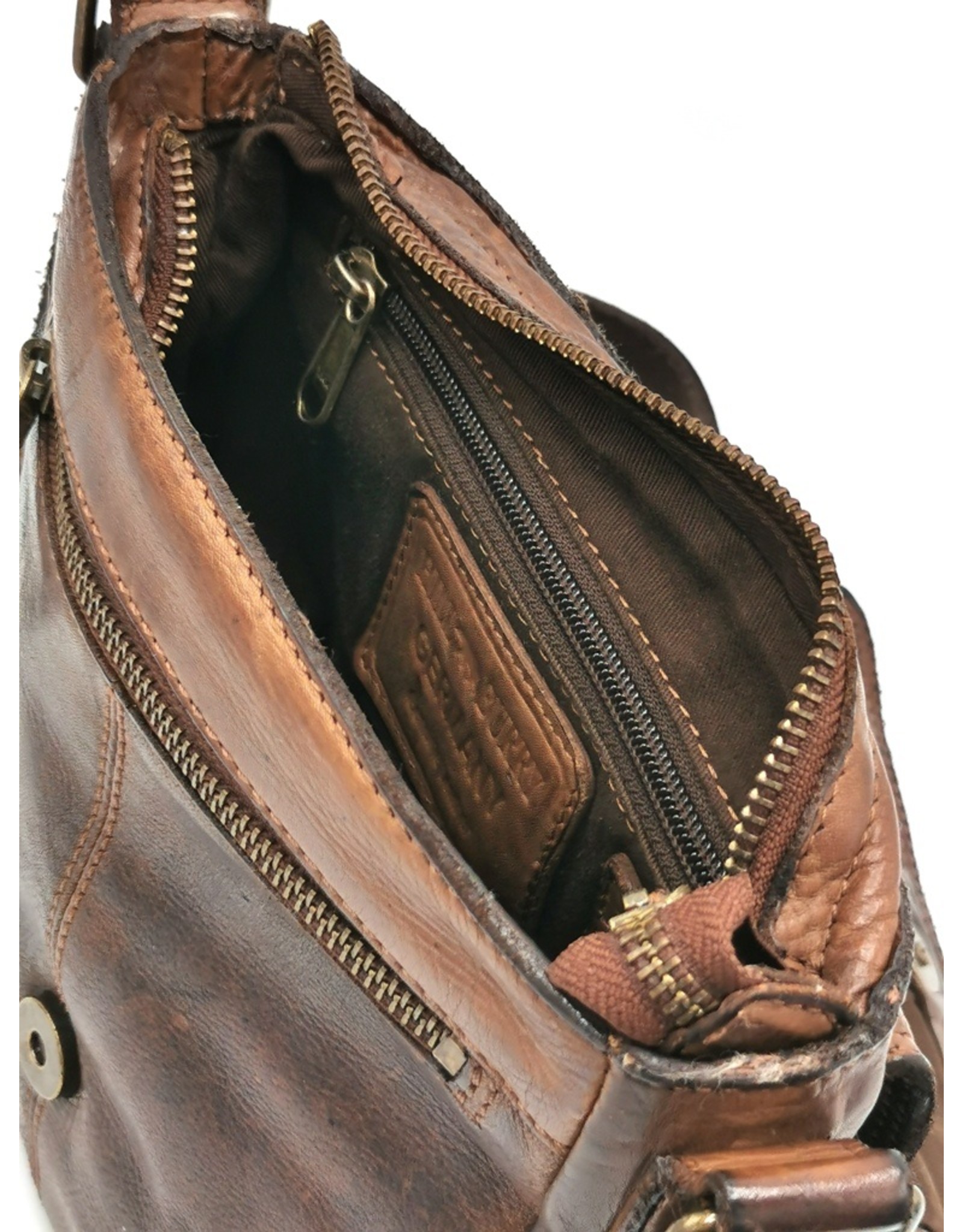 HillBurry Leather bags - HillBurry leather shoulder bag with cover - Washed leather