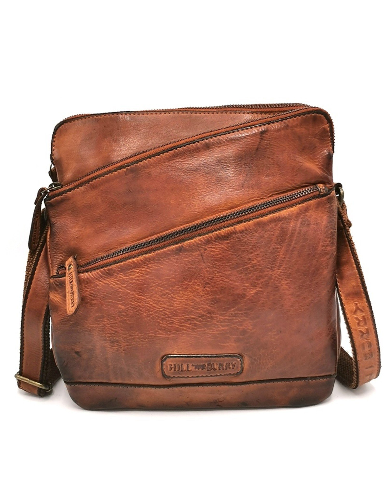 HillBurry Leather Shoulder bags  Leather crossbody bags - HillBurry Shoulder Bag Washed Leather cognac