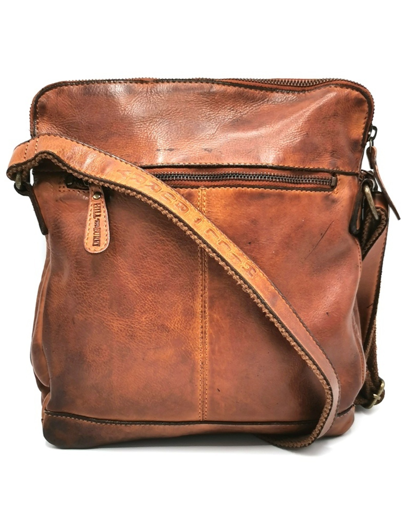 HillBurry Leather Shoulder bags  Leather crossbody bags - HillBurry Shoulder Bag Washed Leather cognac