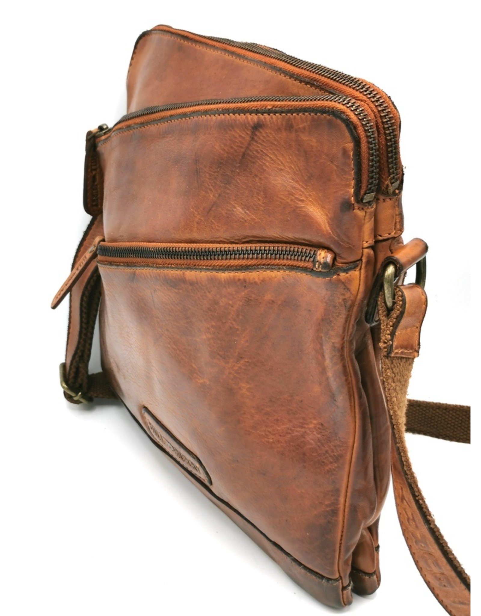 HillBurry Leather Shoulder bags  Leather crossbody bags - HillBurry Shoulder Bag Washed Leather cognac