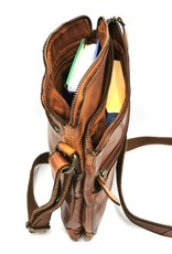 HillBurry Leather Shoulder bags  Leather crossbody bags - HillBurry Shoulder Bag Washed Leather cognac