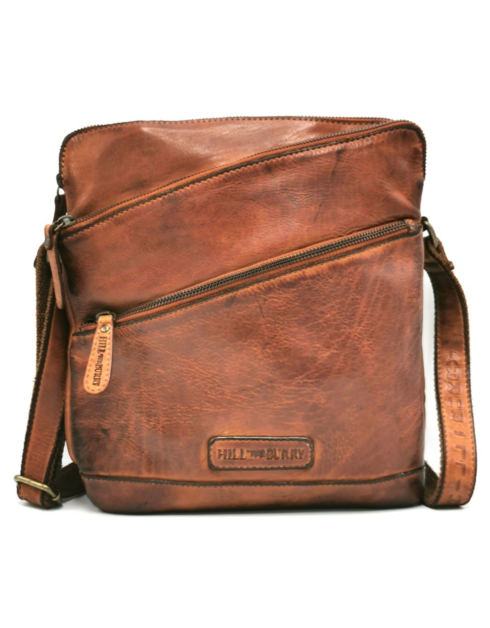 HillBurry Leather Shoulder bags  Leather crossbody bags - HillBurry Shoulder Bag Washed Leather cognac