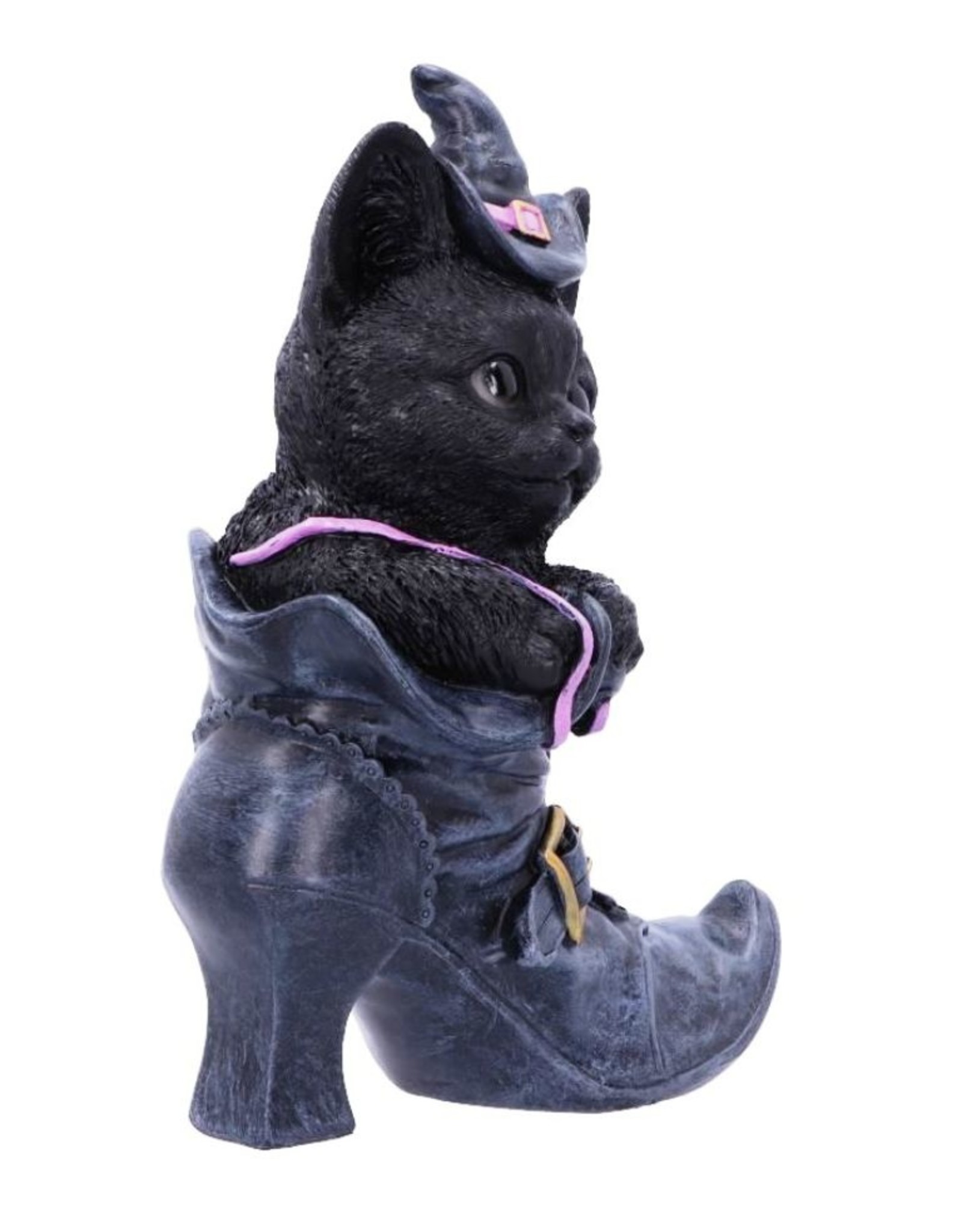 Alator Giftware & Lifestyle - Zwarte Kat met heksenhoed zittend in Laars Beeldje 18,5cm