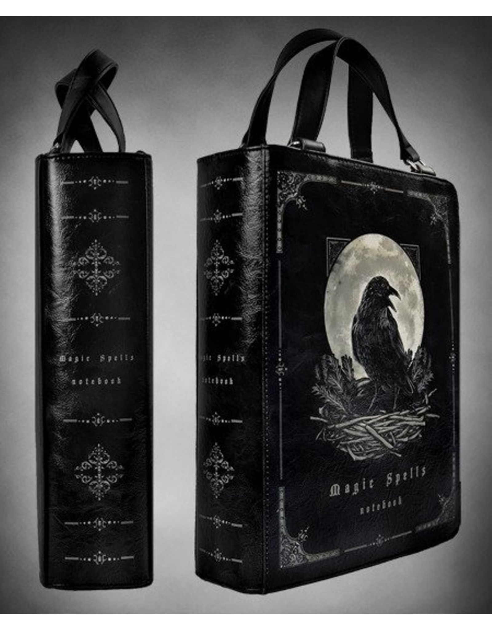 Restyle Gothic tassen Steampunk tassen - Zwarte Gothic Boek Handtas met Raaf  Magic Spells