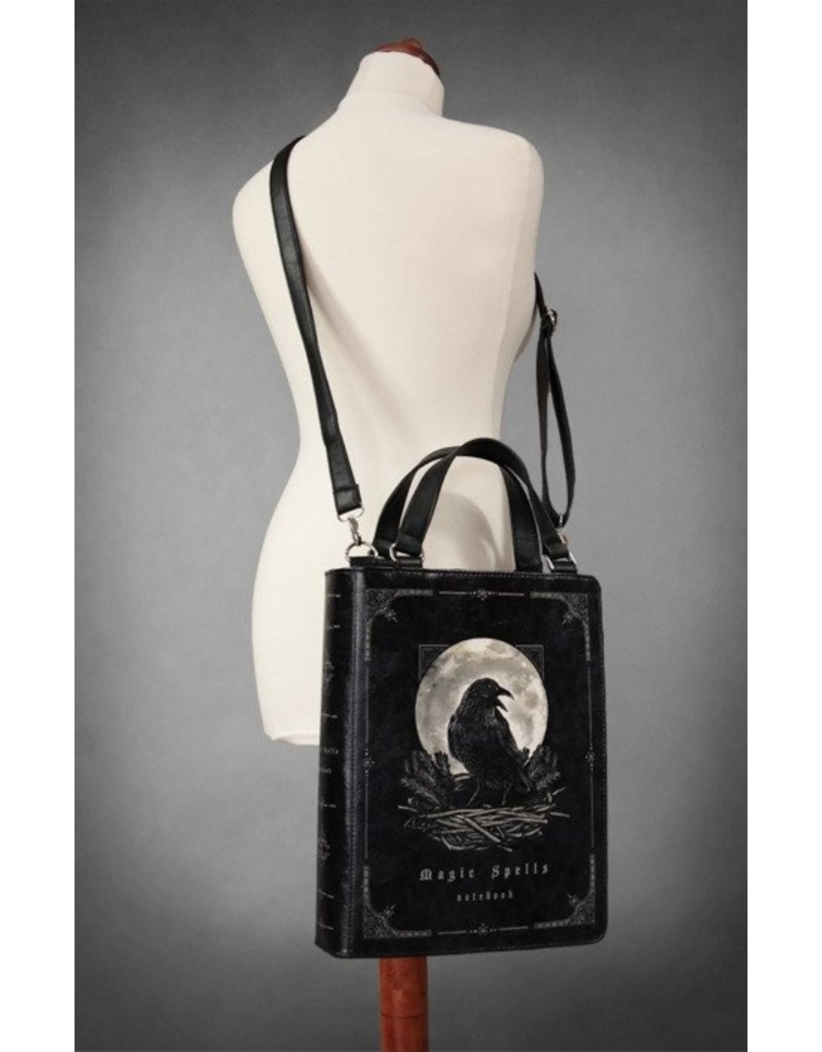 Restyle Gothic bags Steampunk bags - Black Gothic Book Handbag, Raven moon Magic Spells