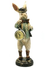 Trukado Giftware & Lifestyle - Rabbit in jacket and bowler hat with real clock  32cm