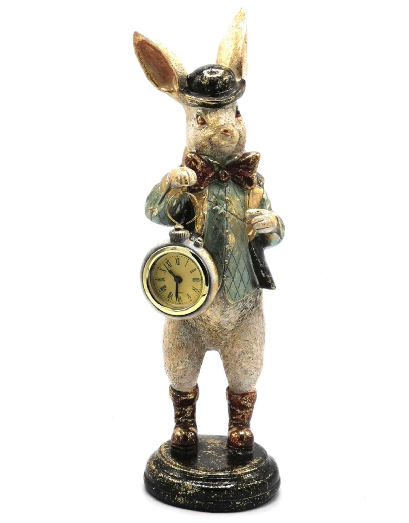 Trukado Giftware & Lifestyle - Rabbit in jacket and bowler hat with real clock  32cm