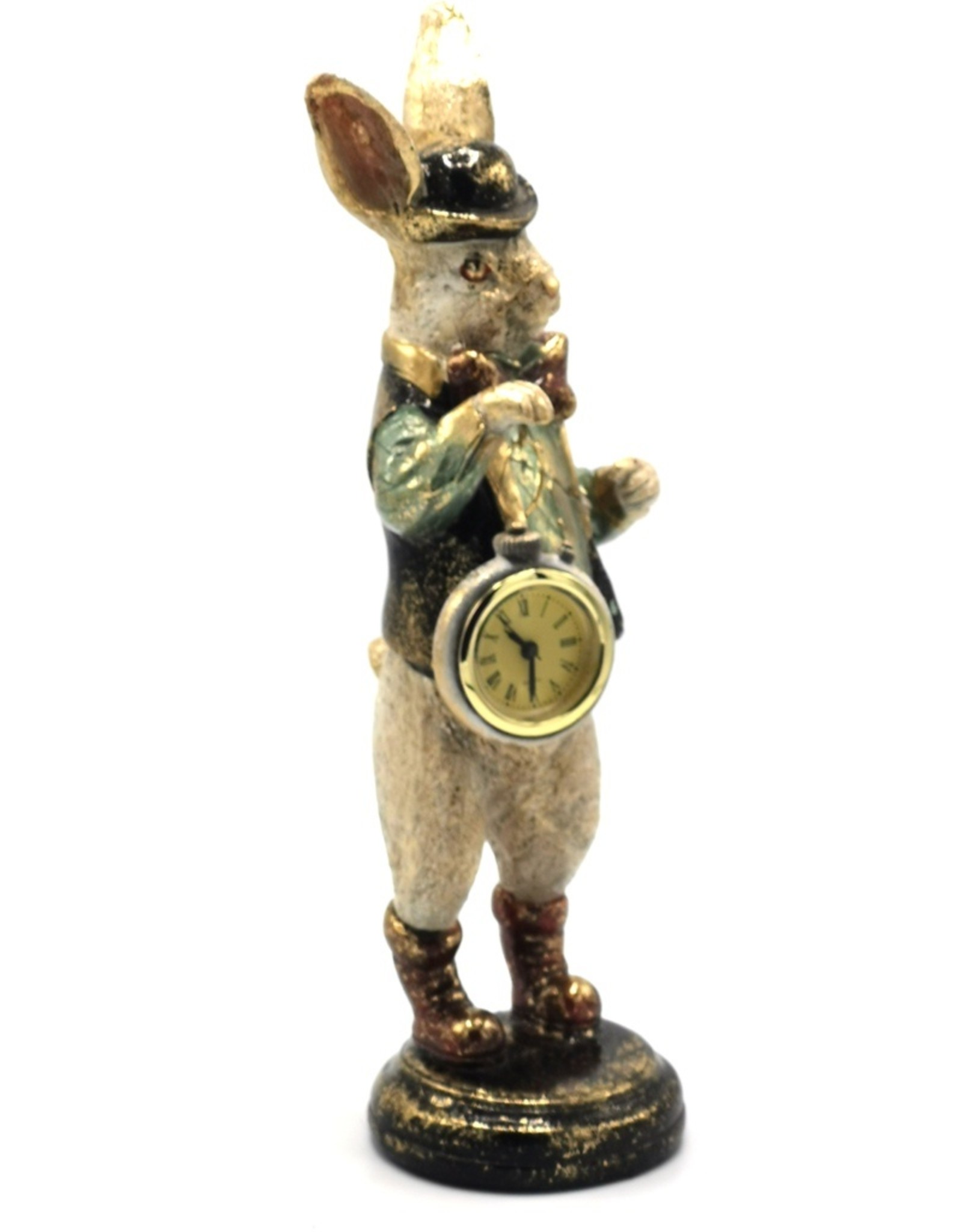 Trukado Giftware & Lifestyle - Rabbit in jacket and bowler hat with real clock  32cm