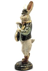 Trukado Giftware & Lifestyle - Rabbit in jacket and bowler hat with real clock  32cm