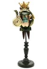 Trukado Giftware Figurines Collectables - Frog King on Plinth with Real clock 37cm