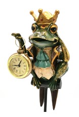 Trukado Giftware Figurines Collectables - Frog King on Plinth with Real clock 37cm