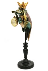 Trukado Giftware Figurines Collectables - Frog King on Plinth with Real clock 37cm