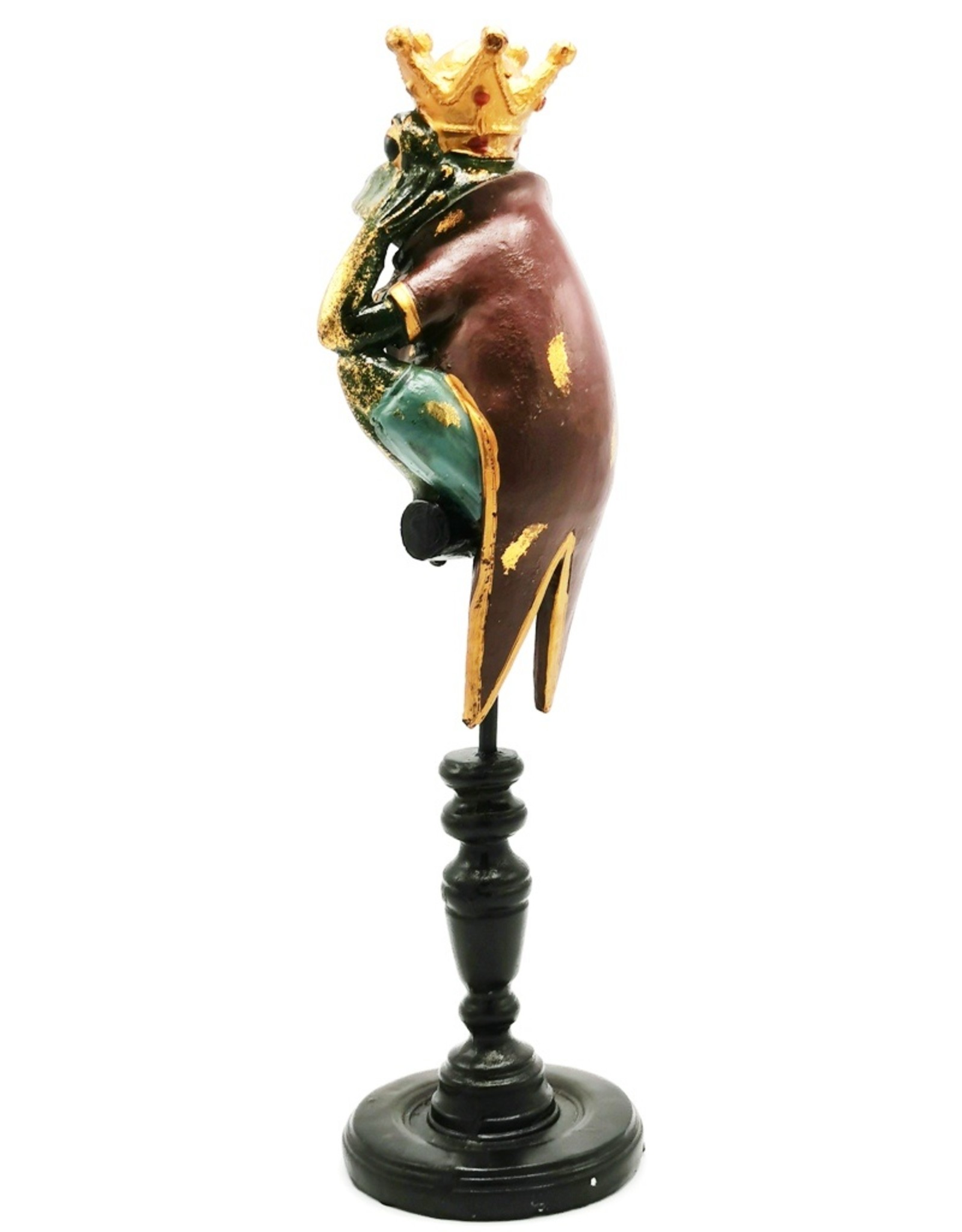 Trukado Giftware Figurines Collectables - Frog King on Plinth with Real clock 37cm