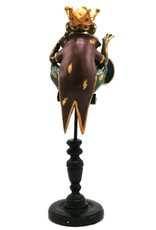 Trukado Giftware Figurines Collectables - Frog King on Plinth with Real clock 37cm