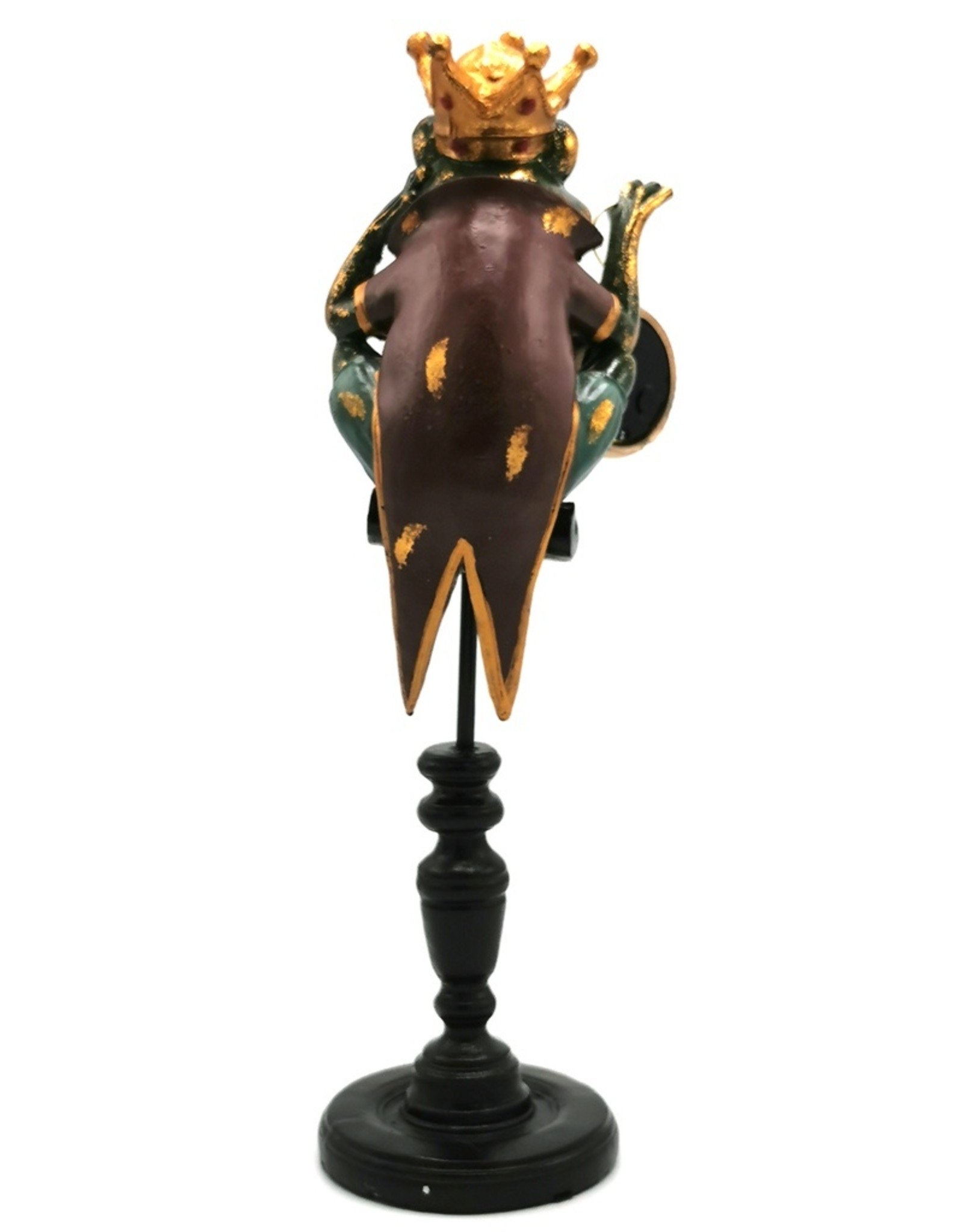 Trukado Giftware Figurines Collectables - Frog King on Plinth with Real clock 37cm