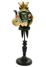 Trukado Giftware Figurines Collectables - Frog King on Plinth with Real clock 37cm