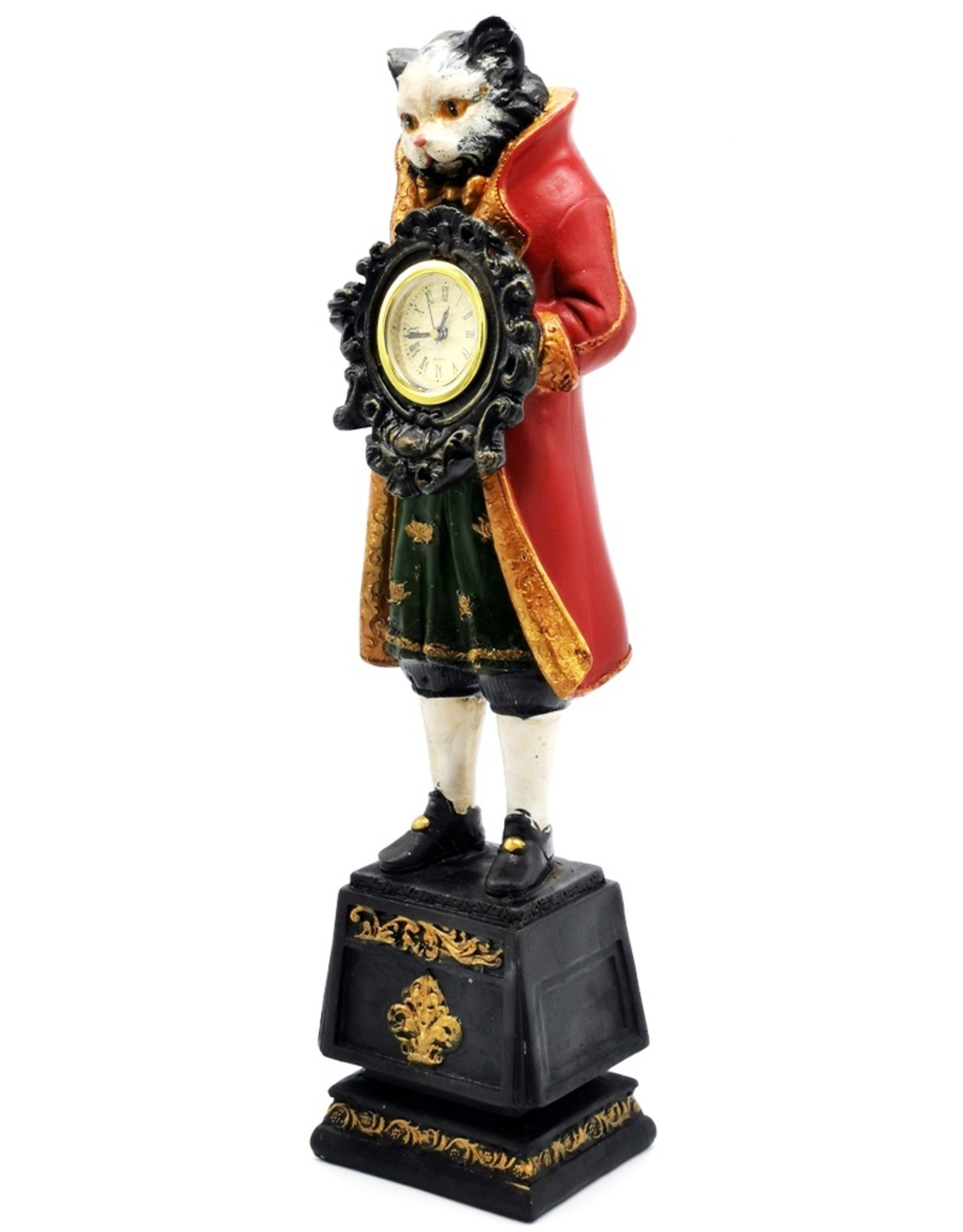 Trukado Giftware & Lifestyle - Cat in livery with real clock figurine 40cm