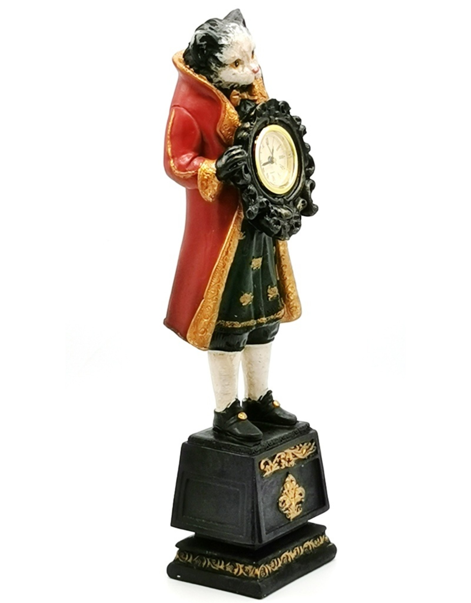 Trukado Giftware & Lifestyle - Cat in livery with real clock figurine 40cm