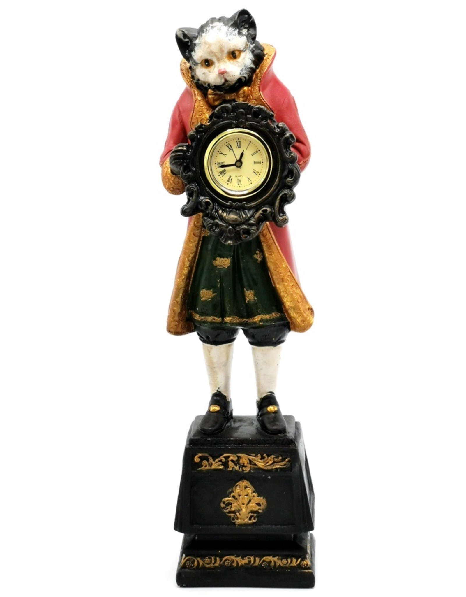 Trukado Giftware & Lifestyle - Cat in livery with real clock figurine 40cm