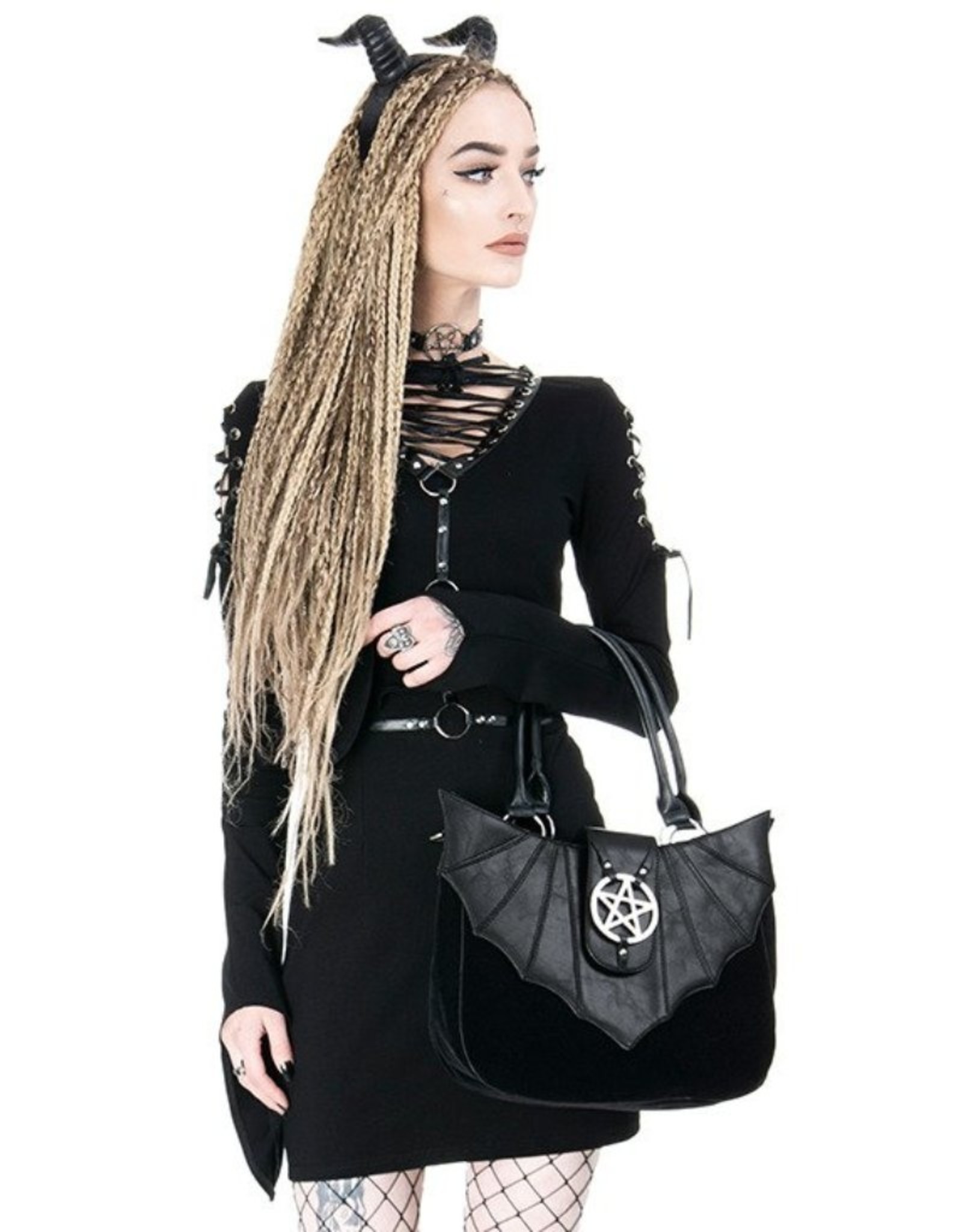 Restyle Gothic bags Steampunk bags - Gothic handbag with Pentagram and Bat wings