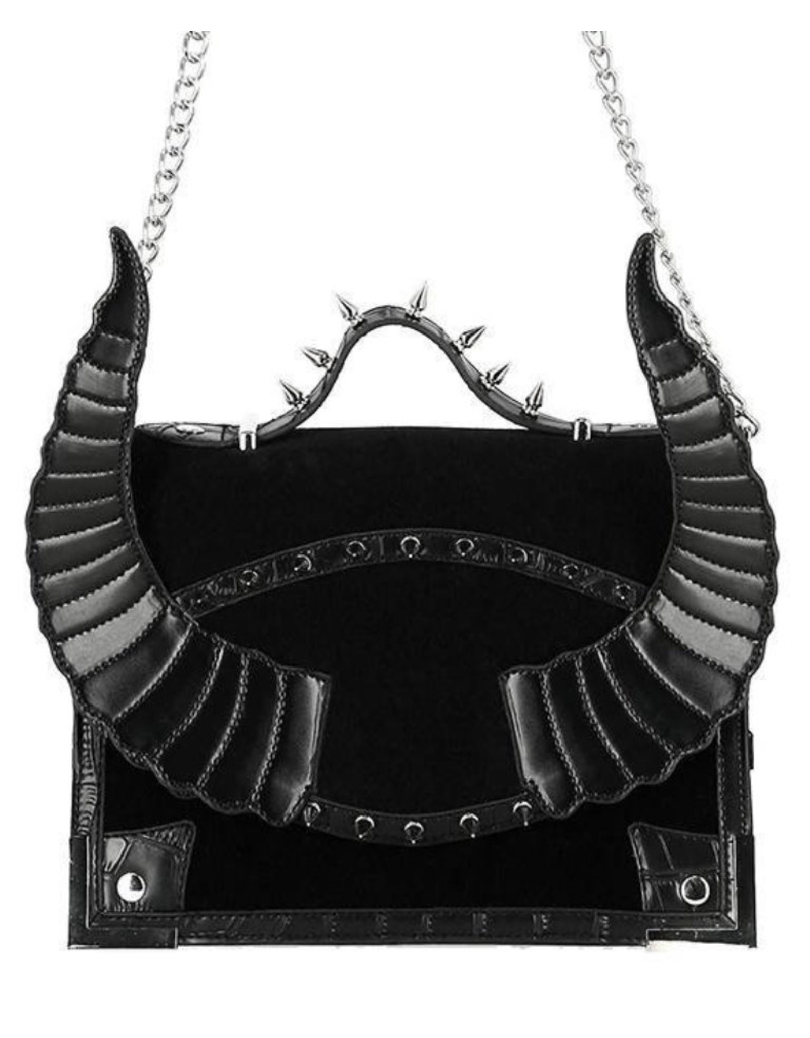 Restyle Gothic bags Steampunk bags - Black Diabolic Handag with spikes and Horns