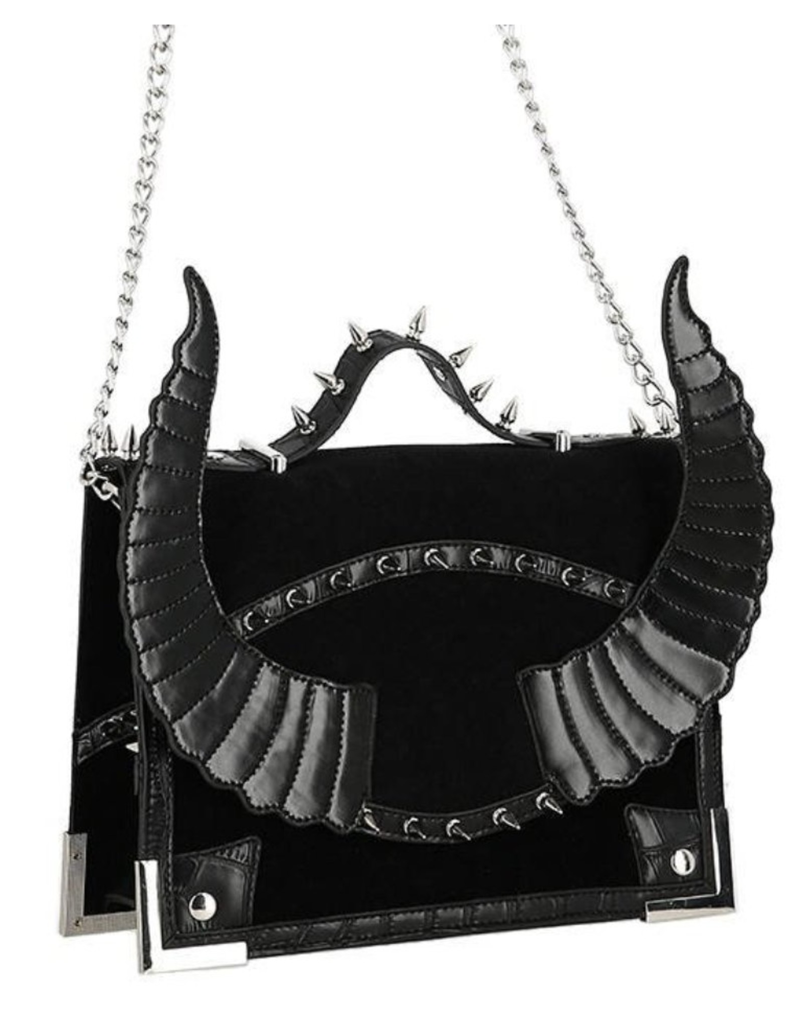 Restyle Gothic bags Steampunk bags - Black Diabolic Handag with spikes and Horns