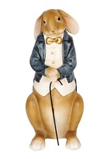 C&E Giftware & Lifestyle - Rabbit in jacket and waistcoat, with walking stick statue 32cm