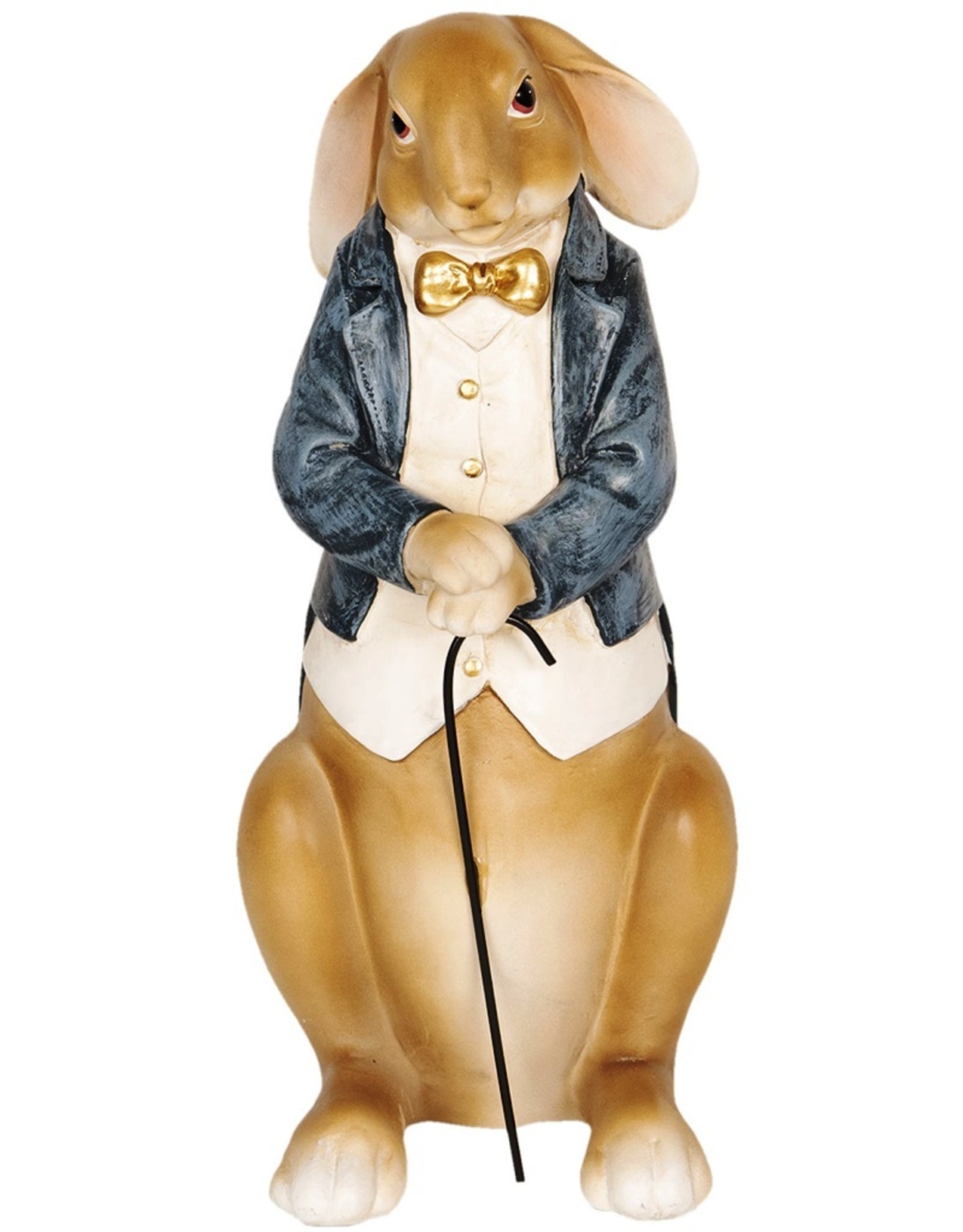 C&E Giftware & Lifestyle - Rabbit in jacket and waistcoat, with walking stick statue 32cm