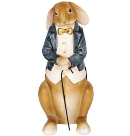 C&E Rabbit in jacket and waistcoat, with walking stick - 32cm