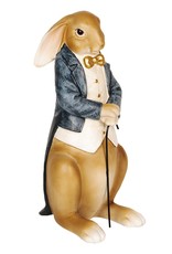 C&E Giftware & Lifestyle - Rabbit in jacket and waistcoat, with walking stick statue 32cm