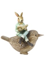 C&E Giftware & Lifestyle - Rabbit with Book sitting on Bird figurine 18cm