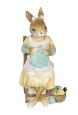 C&E Giftware & Lifestyle - Rabbit Girl sitting on chair knitting figurine 18cm