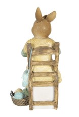 C&E Giftware & Lifestyle - Rabbit Girl sitting on chair knitting figurine 18cm