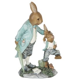 C&E Rabbit Father punishing his son figurine 19cm