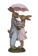 C&E Giftware & Lifestyle - Rabbits in love under umbrella statue 34cm