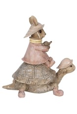 C&E Giftware & Lifestyle - Bunny in mackintosh on turtle figurine 14cm