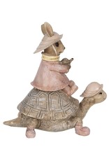 C&E Giftware & Lifestyle - Konijntje in regenjas op Schildpad beeldje 14cm