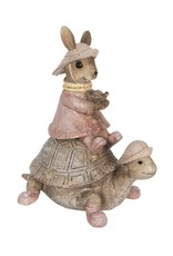 C&E Giftware & Lifestyle - Konijntje in regenjas op Schildpad beeldje 14cm