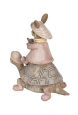 C&E Giftware & Lifestyle - Konijntje in regenjas op Schildpad beeldje 14cm