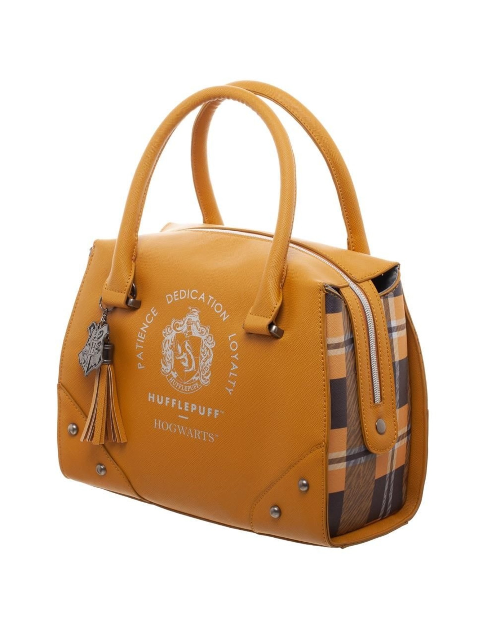 Harry Potter Merchandise - Harry Potter Hufflepuff Luxe Handtas met Geruite zijkanten