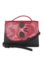 Banned Gothic bags Steampunk bags - Tenebris Shoulder Bag with Cut-out Skull Cover (Black-Red)