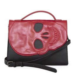 Banned Tenebris Shoulder Bag with Cut-out Skull Cover (Black-Red)