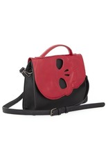 Banned Gothic tassen Steampunk tassen - Tenebris Gothic Schoudertas met uitgesneden Schedel Omslag (zwart-rood)