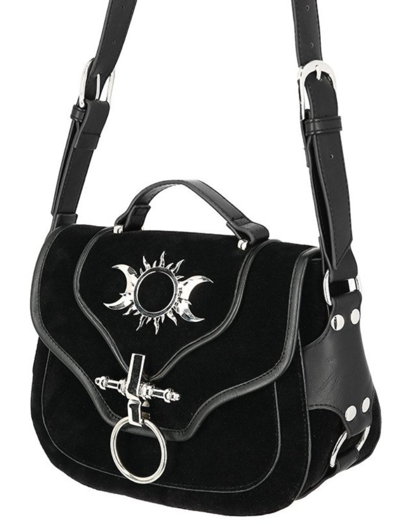 Restyle Gothic Bags Steampunk Bags - Gothic handbag with Crescent Moons and Sun Triple Goddess