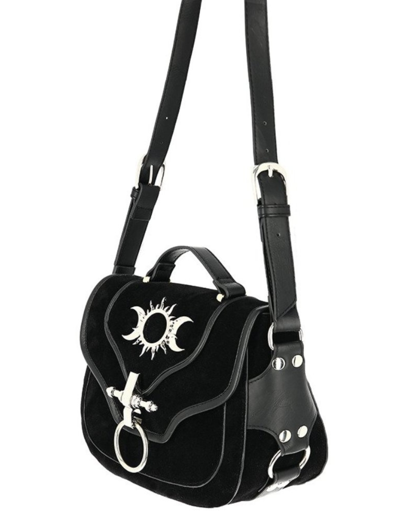 Restyle Gothic Bags Steampunk Bags - Gothic handbag with Crescent Moons and Sun Triple Goddess