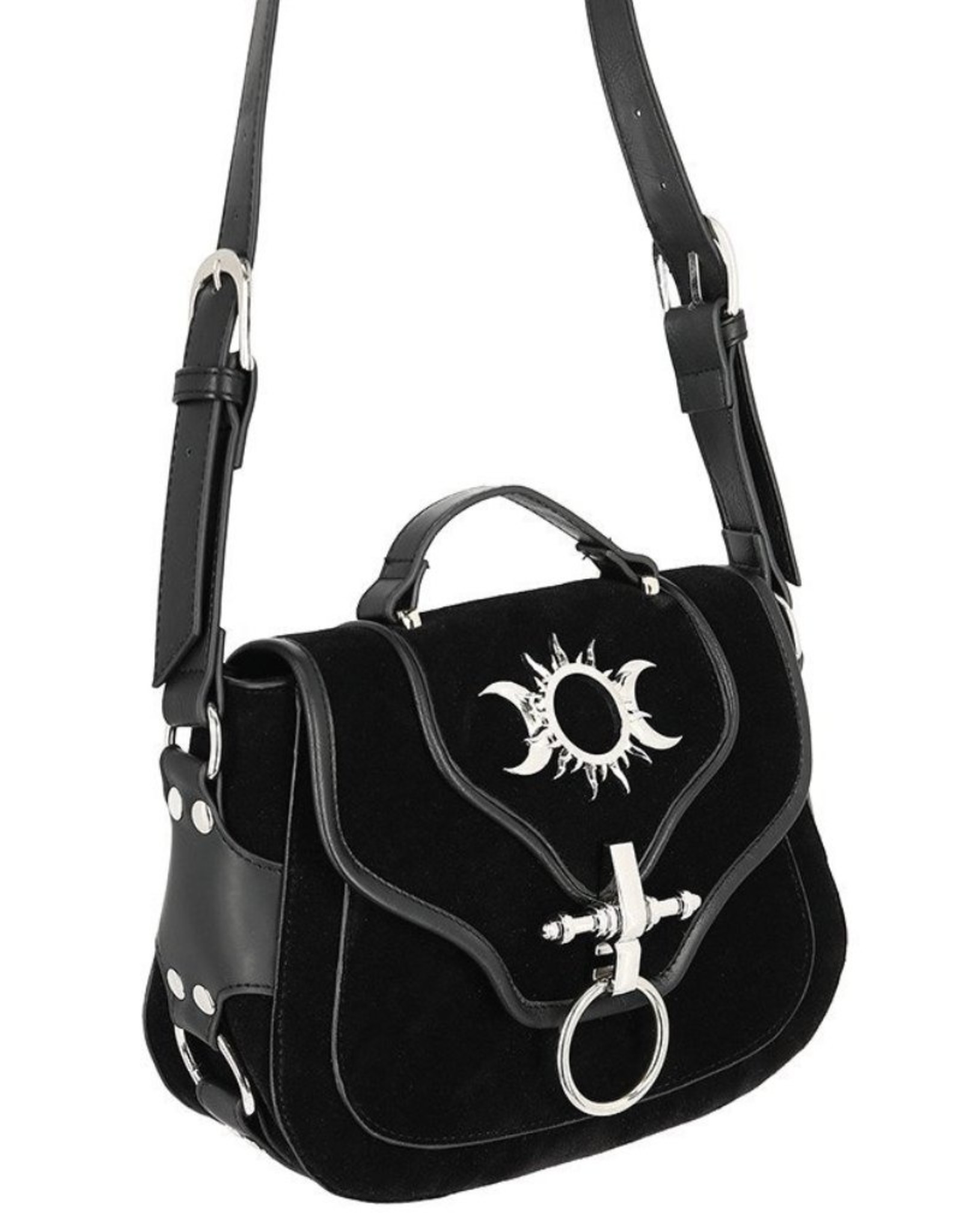 Restyle Gothic Bags Steampunk Bags - Gothic handbag with Crescent Moons and Sun Triple Goddess