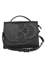 Banned Gothic bags Steampunk bags - Tenebris Shoulder Bag with Cut-out Skull Cover (Black)