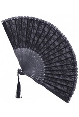 Banned Gothic Steampunk accessories - Gothic Lace Fan with Bamboo Frame Oxana